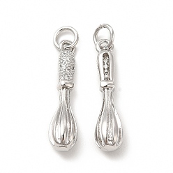 Платинированный Стойка металлическая латунная микропрофилированная кубическая циркония подвески, без кадмия и без свинца, венчик очарование, с целью перехода в кольце, Реальная платина, 23x5x5.2 мм, отверстие : 3.4 мм