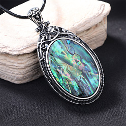 Раковина Воск шнур ожерелья, с подвеской из сплава и ракушки, 19.69 дюйм (50 см)