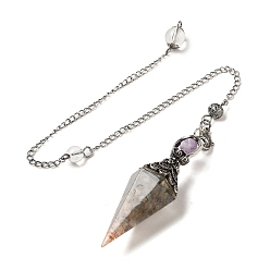 Лабрадорита Смоляной пуля биолокационный маятник большие подвески, с натуральным лабрадоритом внутри и фурнитурой из сплава цвета античного серебра, без свинца и без кадмия, 325 мм, отверстие : 1.6 мм