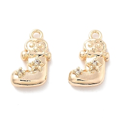 Настоящее золото 18K Латунные микро проложить кубического циркония прелести, без кадмия, без никеля и без свинца, обуви, реальный 18 k позолоченный, 13.5x8.5x4.5 мм, отверстие : 1.4 мм