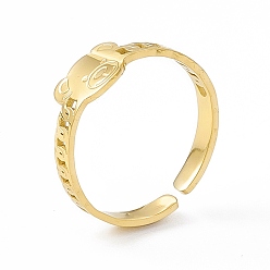 Real 14K Gold Plated Ion Plating(IP) 304 Stainless Steel Open Cuff Ring for Women, Bear, Real 14K Gold Plated, US Size 6 1/2, 2.5mm, Inner Diameter: 16.8mm