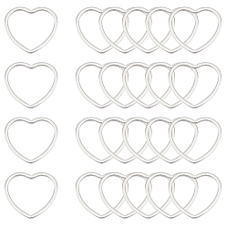 Нержавеющая Сталь Цвет 50ПК 304 соединительное кольцо из нержавеющей стали, сердце, цвет нержавеющей стали, 14x15.5x1 мм