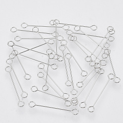 Платина Железные глазные булавки, без кадмия и без свинца, двухсторонние наглазники, платина, 20x0.4 мм, отверстие : 1.8 мм, Руководитель: 3 mm