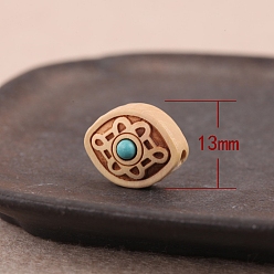 Horse Eye Perles de boisseaux, avec turquoise synthétique, oeil de cheval, 13x16x10mm