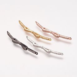 (52) Непрозрачная лаванда Латунные микро проложить кубических ссылки циркония, бантом, разноцветные, 39x3x3.5 мм, отверстие : 1 мм