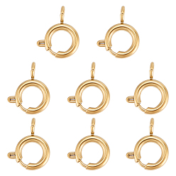 Золотой 8Ионное покрытие (IP) 304 Застежки из нержавеющей стали с пружинным кольцом, золотые, 12x8x1.5 мм, отверстие : 2 мм