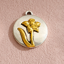 September Aster Подвески из сплава , подвески на тему декабрьских цветов, сентябрьская астра, 21x18 мм