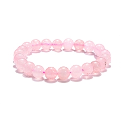 Pink Драгоценный камень браслет, розовый кварц, о 5.2 cm внутреннего диаметра, бусины : 8 мм диаметром, 22~24 шт / нитка
