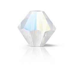 01000 201 White Opal Glitter Хрустальные бусины preciosa®, чешский хрусталь, биконус(451 69 302 рондель), 01000 201 белый опаловый блеск, 6 мм, отверстие : 1 мм