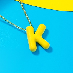 Letter K Ожерелья с подвесками из сплава, золотые, желтые, Письмо K, 15.75 дюйм (40 см)