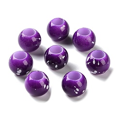 Фиолетовый Европейские бусины из АБС-пластика, окрашенные распылением, бусины с большим отверстием, круглые, фиолетовые, 12x10 мм, отверстие : 6 мм, Около 720 шт / 500 г
