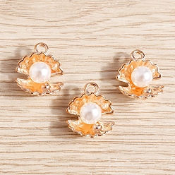 Golden Alloy Pendants, Shell Shape, Golden, 15x13mm, 10pcs/set