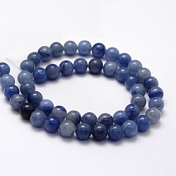 Blue Aventurine Natural Blue Aventurine Beads Strands, Round, 8mm, Hole: 1mm, about 48pcs/strand, 15.2 inch