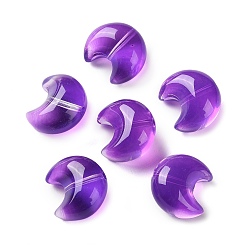 Сине-фиолетовый Прозрачные стеклянные бусины для выпечки, луна, синий фиолетовый, 16x14x9 мм, отверстие : 1.2 мм, Около 476 шт / 1000 г