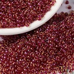 (RR363) Light Cranberry Lined Topaz Luster MIYUKI Round Rocailles Beads, Japanese Seed Beads, (RR363) Light Cranberry Lined Topaz Luster, 8/0, 3mm, Hole: 1mm, about 422~455pcs/bottle, 10g/bottle