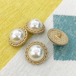 Золотой Кнопки сплава хвостовиком, с имитацией жемчужина бисера, 1-луночное, полукруглый, золотые, 20 мм