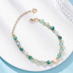 Полосатый Агат Браслеты из бусин натурального полосчатого агата, латунные украшения в форме сердца для женщин, с гальваническим немагнитным синтетическим гематитом, 7-5/8 дюйм (19.5 см)