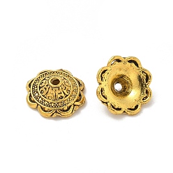 Античное Золото Тибетском стиле сплав шарик крышки, без кадмия и без свинца, цветок, античное золото , 16x6 мм, отверстие : 1.8 мм