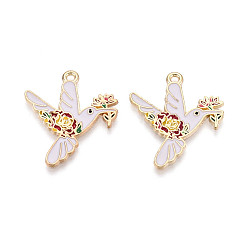 Light Gold Подвески из эмали и сплава, голубь, без свинца и без кадмия, золотой свет, 28x24.5x1.5 мм, отверстие : 1.6 мм