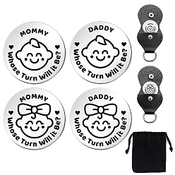 Human Набор плоских круглых двухсторонних гравированных памятных монет из нержавеющей стали для лиц, принимающих решения, карманная монета для объятий, монета с вдохновляющей цитатой, с мешочком для хранения ключей из искусственной кожи, ребенок, 25x25x2 мм