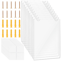 Прозрачный 10шт. акриловый держатель для вывески с двусторонней клейкой лентой, прямоугольные, прозрачные, 283x218 мм, отверстие : 4.3 мм