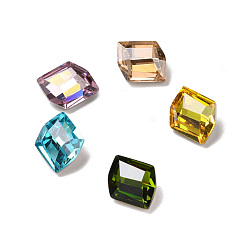 Mixed Color K9 Glass Rhinestone Cabochons, Flat Back & Back Plated, Parallelogram, Mixed Color, 10x8.7x4.6mm
