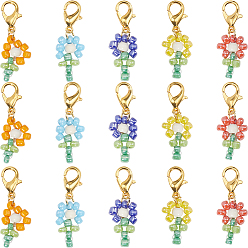 (52) Непрозрачная лаванда 30 шт. окрашенная синтетическая бирюза и стеклянные бусины в виде цветка маркеры для фиксации стежков, подвески на клипсах, Подвески с застежкой-лобстером из цинкового сплава, связанные крючком, разноцветные, 30 мм