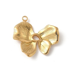 Настоящее золото 18K 304 подвески из нержавеющей стали, очарование бантом, реальный 18 k позолоченный, 22x22x4 мм, отверстие : 2 мм