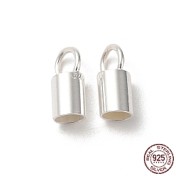 Silver 925 Sterling Silver Cord Ends, End Caps, Column, Silver, 7x3.5x3mm, Hole: 2.3mm, Inner Diameter: 2.5mm