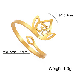 Золотой Лотос 304 открытые кольца-манжеты из нержавеющей стали для женщин, золотые, внутренний диаметр: регулируемый