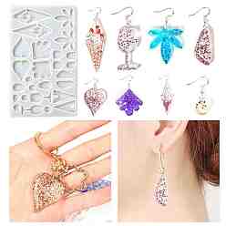 Белый Diy подвеска пищевые силиконовые формы, формы для литья смолы, для уф-смолы, изготовление ювелирных изделий из эпоксидной смолы, разнообразные, белые, 200x119x2 мм