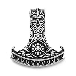 Античное Серебро Викинг 304 подвески из нержавеющей стали, Мьёльнир, амулет молота Тора, античное серебро, 44.5x39.5x13 мм, отверстие : 4.5 мм