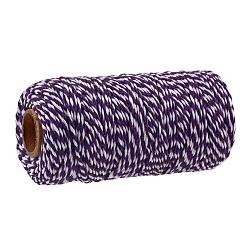 Lila Zweifarbige Baumwollfäden, Makramee-Schnur, dekorative Schnurfäden, für DIY, Geschenkverpackung und Schmuckherstellung, lila, 2 mm, ca. 109.36 Yards (100 m)/Rolle