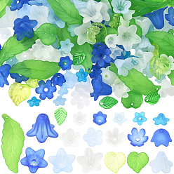 (52) Непрозрачная лаванда 15 Наборы прозрачных акриловых бусин в виде цветов и листьев, колпачки и подвески, фурнитура., разноцветные, 10~38x8.5~15x2~13.5 мм, отверстие : 1.2~2 мм