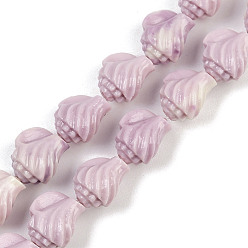 Фиолетовый Нити резных бусин синтетического коралла, форма раковины, фиолетовые, 11.5~12x9~9.5x8~8.5 мм, отверстие : 0.9 мм, около 30 шт / нитка, 13.11'' (33.3 см)