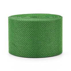 Lime Polyester Imitation Linen Wrapping Ribbon, for Crafts Decoration, Lime, 2 inch(50mm), about 10.94 Yards(10m)/roll