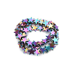 (966) Внутренний цвет Кристалл / Лиловато-лиловый на подкладке Гальванические нити из синтетических немагнитных гематитовых бусин, бисер нитей, звезда, с покрытием цвета радуги, 10 мм, около 38 шт / нитка