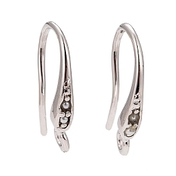 Real Platinum Plated Rack Plating Brass Earring Hooks, with Acrylic & Vertical Loops, Cadmium Free & Lead Free & Nickle Free, Real Platinum Plated, 15x2mm, Hole: 1.2mm, 21 Gauge, Pin: 0.7mm
