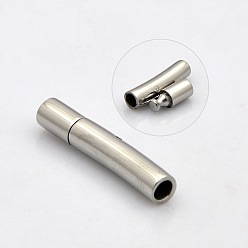 Stainless Steel Color Column 304 Stainless Steel Bayonet Clasps, Stainless Steel Color, 28~30x6mm, Hole: 3mm