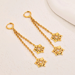 Шестиугольник Серьги-кольца с кисточками из латуни, цепочка-оберег, реальный 18 k позолоченный, шестиугольник, 15~90 мм