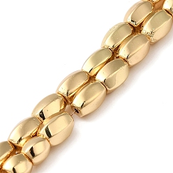 Светло-Золотое Покрытие Гальванические нити синтетических магнитных гематитовых бусин, Twist овальные, свет позолоченные, 9x6.5~7 мм, отверстие : 1.2 мм, около 43 шт / нитка, 16.14'' (41 см)