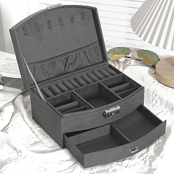 Серый Бархатный органайзер для хранения украшений ящики с ручкой, для ожерелий, колец, браслетов, прямоугольные, серые, 20x16x10 см