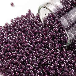 (1076) Inside Color Grey/Magenta Lined TOHO Round Seed Beads, Japanese Seed Beads, (1076) Inside Color Grey/Magenta Lined, 11/0, 2.2mm, Hole: 0.8mm, about 5555pcs/50g