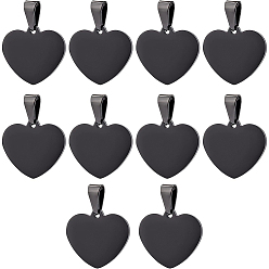 Electrophoresis Black 201 Stainless Steel Pendants, Heart, Electrophoresis Black, 21x24x1.5mm, Hole: 8.5x4.5mm
