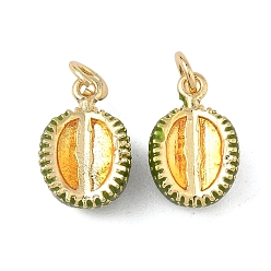 Durian Латунь эмаль подвески, подвески в форме фруктов, без свинца и без кадмия, долговечный, стойки покрытие, с целью перехода в кольце, дуриан, 14x9x6.5 мм, отверстие : 3.3 мм