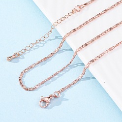 Розовое Золото Латунных звено цепи ожерелья, 304 из нержавеющей стали застежкой омар, стойки покрытие, без свинца и без кадмия, долговечный, розовое золото , 17.87 дюйм (45.4 см)