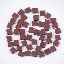 Коричневый 2 бисер матовый стеклянный непрозрачный, прямоугольные, коричневые, 5x4.5~5.5x2~2.5 мм, отверстие : 0.5~0.8 мм
