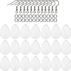 Clear DIY Earring Makings, with Acrylic Big Pendants, with Films, Iron Earring Hooks & Open Jump Rings, Clear, Pendant: 54.5x36.5x2mm, Hole: 4mm, 60pcs/set