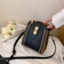 Черный Набор сумок через плечо, связанных крючком своими руками, включая материалы сумки из искусственной кожи, чёрные, 170x140x100 мм