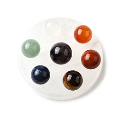 Хрусталь Чакра натуральный кварцевый кристалл основа семь звезд группа дисплей украшения, с подвеской, украшение для домашнего офиса по фэн-шуй, 55~55.5x8~8.5 мм